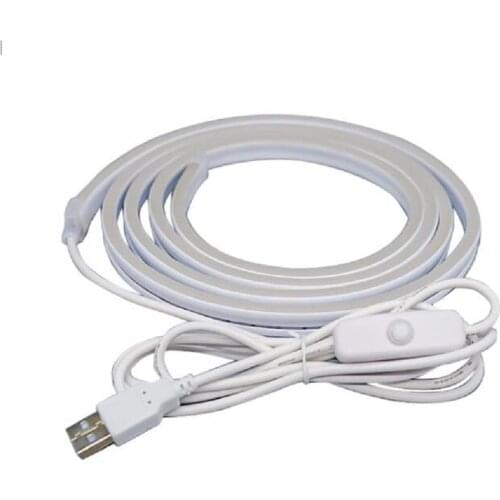 Neon Strip Light USB Powered Flex Neon Rope Lights 2835 120Leds/m Waterproof LED Strip Neon Sign Ribbon Tape with ON/OFF Switch