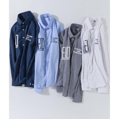 Mens New Youth Fashion Long-sleeved Shirt Classic CHarajuku English Alphabet Print Student Casual Top Quality Youth Shirt
