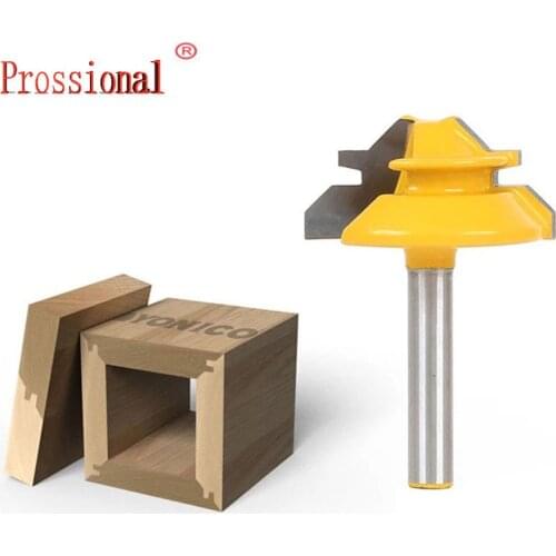 New 1PC Small Lock Miter Router Bit Anti-kickback 45 Degree 1/2 Inch Stock 1/4 Inch Shank Tenon Cutter for WoodworkingTools-RCT1