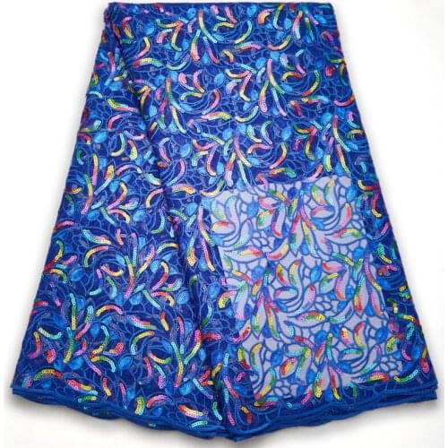 Zhenguiru New High Quality African Lace Fabric Sequins Embroidery French Lace Fabric Tulle Nigerian For WomenWedding Dress A2380