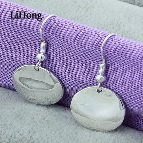 New 925 Sterling Silver Earrings Discs 925 Silver Woman Earrings Charm Jewelry Wedding Gift