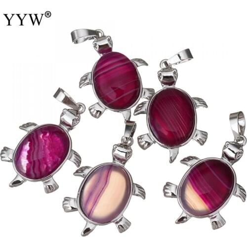 YYW Women Male Natural Gems Stone Pendants Jewelry Lovely Animal Turtle Dangle Rose Stone Tiger Eye Quartz Opal Stone Pendants