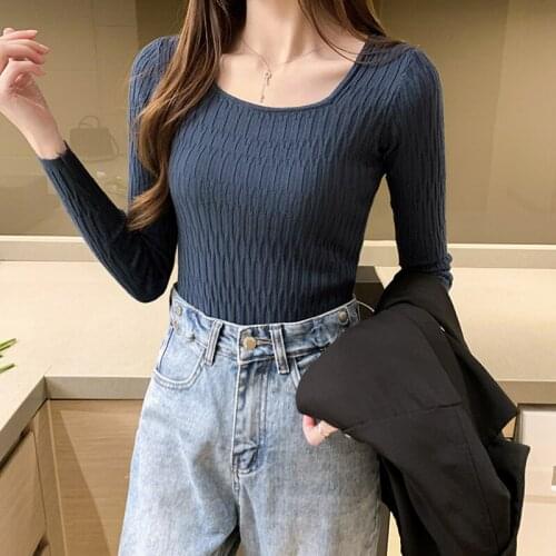 Casual Sweater Slim Sweater Women Solid Knit Sweaters Pullovers Long Sleeve Soft Femme Jumper Top Truien Dames Swetry Damskie