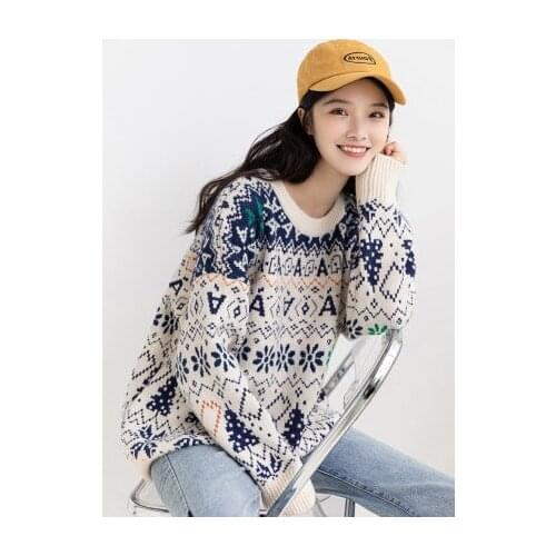 Sweater Womens Autumn and Winter New 2020 Loose Outer Wear Thick round Neck Pullover Sweater