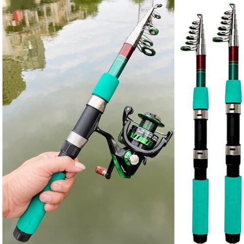 Telescopic Fishing Rod Short Portable Spinning Rod With Fishing Reel 1.8-3.6M Rod and Reel Combo Set