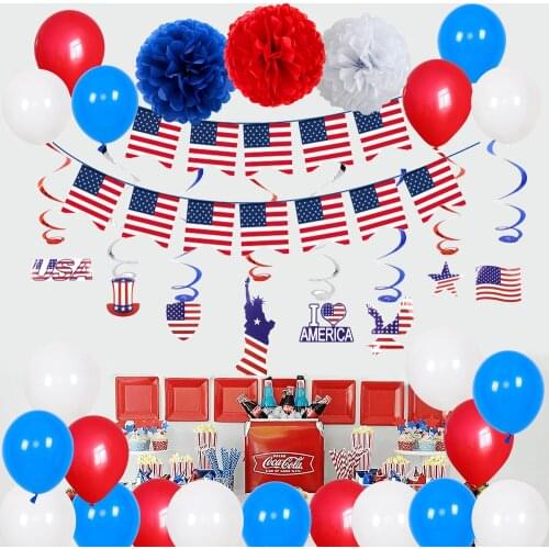United States Independence Day Balloon Round Latex Aluminum Film Combination United States Party Independence Day Set Balloon