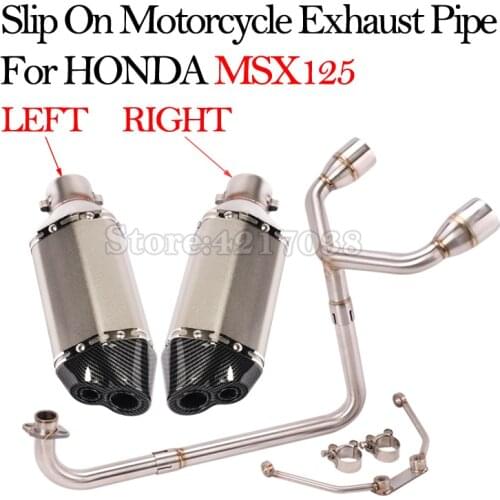 Full System Double Hole Motorcycle Exhaust Escape Moto Modified Muffler 51mm Front Middle Link Pipe For Honda MSX125 MSX 125