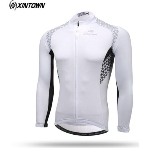 XINTOWN Men White Sport Clothing long Bike Jersey Super Warm Winter Thermal Fleece Cycling Jerseys Bicycle MTB Ropa Ciclismo
