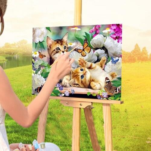 Animal Cat Painting By Numbers Complete Kit Oil Paints 50*70 Oil Painting Handmade Children Drawing