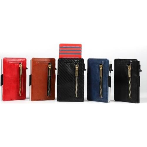 1 Piece Pu Leather Aluminum New Credit Card Holder PU Leather Card Wallets Aluminum Single Box RFID Blocking Package ID Holders