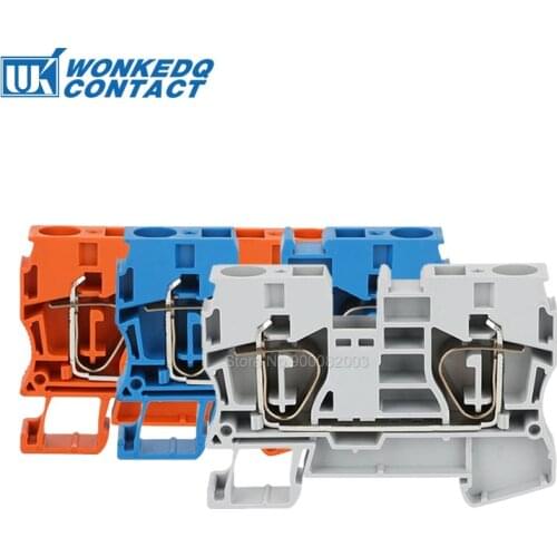 Din Rail Terminal Blocks ST-10 Connectors Return Pull Type Spring Electrical Wiring Connection Terminal Blocks Screwless 10pcs