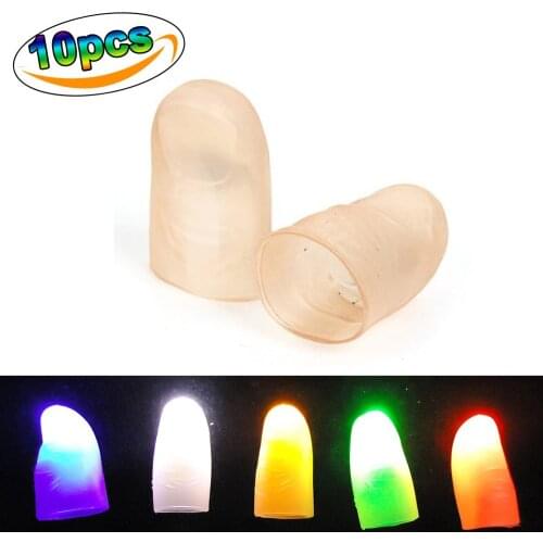 10pcs Magic Fingers Lights LED Flashing Finger Lamp Light up Thumbs Finger Cot Magic Props for Magic Trick Party Props