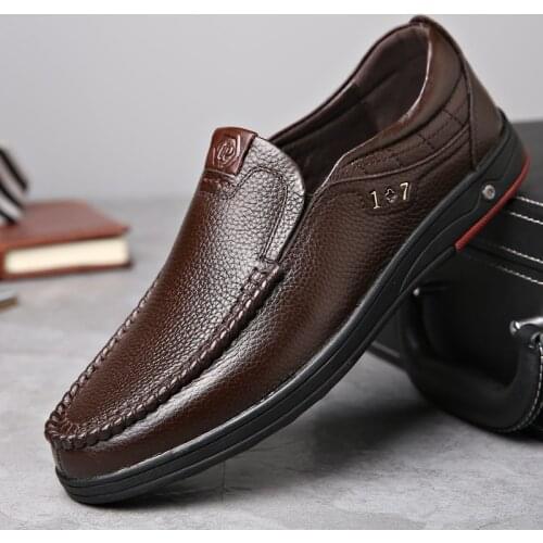 2020 Mens Business Banquet Shoes Classic Soft Leather Moccasin Mens Shoes Outdoor Leisure Large Size Flat Shoes Loafers 38-48
