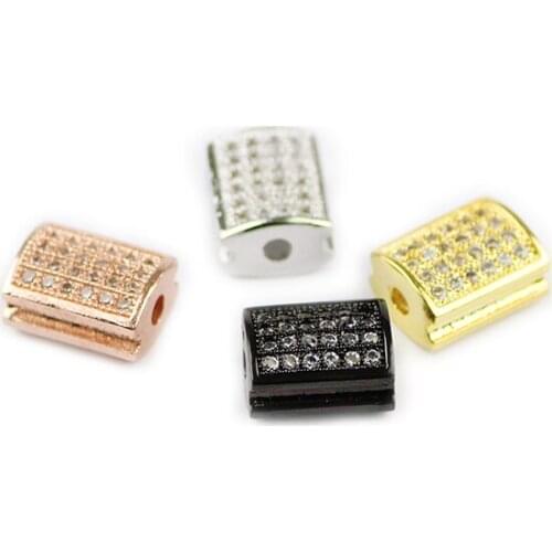 YHBZRET 4pcs Geometric Copper Spacer Loose beads Micro Pave White Zircon Loose beads for Jewelry making bracelet making DIY