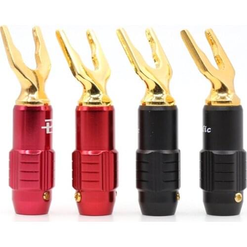 4pcs Palic 24K Gold Plated plug, Hi-End Speaker Spade Connectors Plug