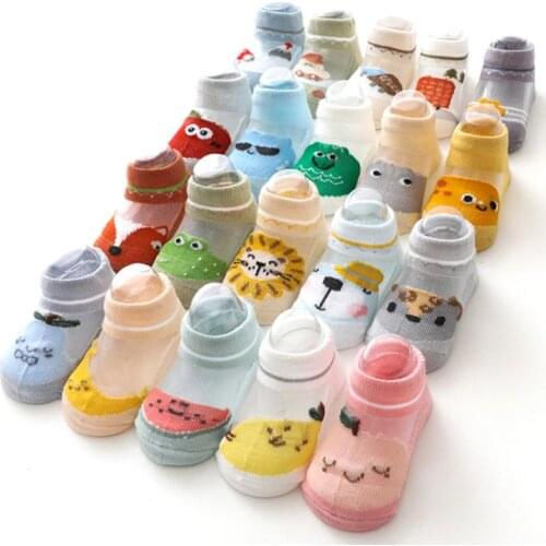 5 Pairs=10 Pcs Baby Socks Long Thin Cartoon Childrens Socks Boys And Girls Short Socks Boat Socks Mesh Baby Socks 0-12 Years