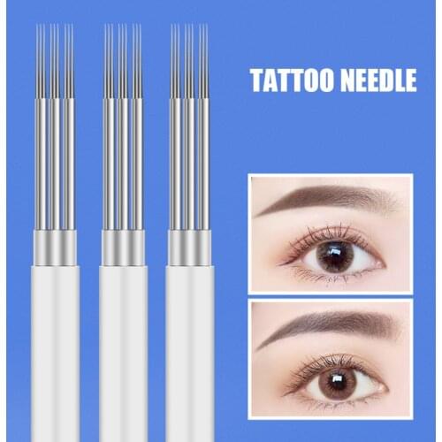 50pcs 3P High Precision Tattoo Needle Microblading Eyebrow Tattoo 3D Permanent Makeup Fog Eyebrow Fast Coloring Round Needles