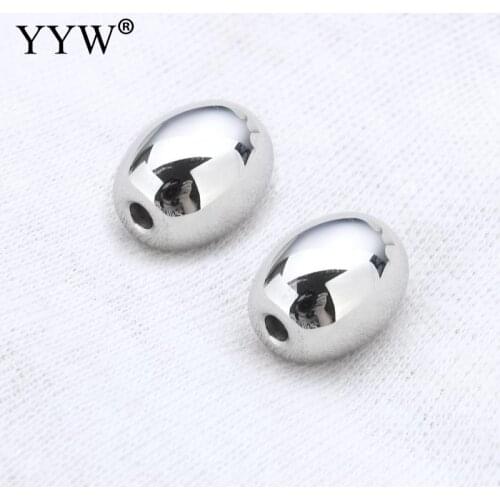 50PCs/Lot Oval Shape Original Color 12x9.5x9.5mm Hole:Approx 1mm Stainless Steel Beads for Jewelry making diy