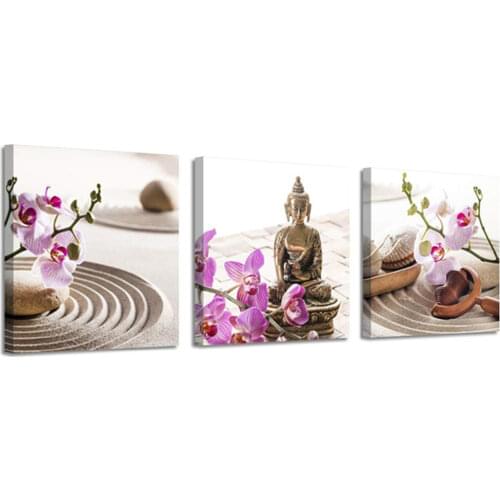 5D rhinestone Diy Diamond Painting 3Pieces Buddha and orchid Diamond Embroidery Cross Stitch Mosaic Wedding DecorationsZP-510