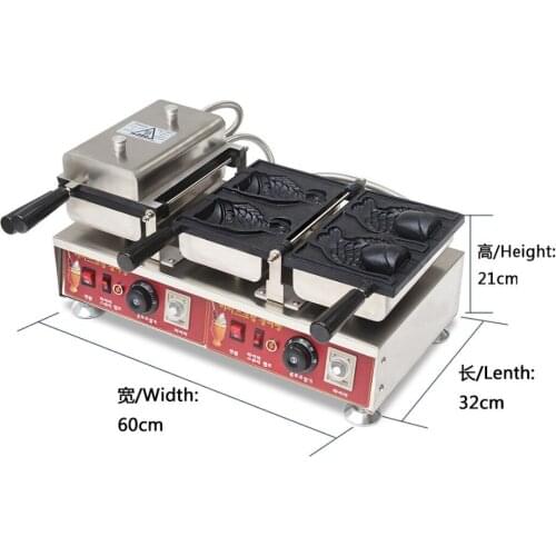 Free shipping 110v 220V New Japanese Ice Cream Taiyaki Machine Warped-tail Fish Cone Waffle Makre