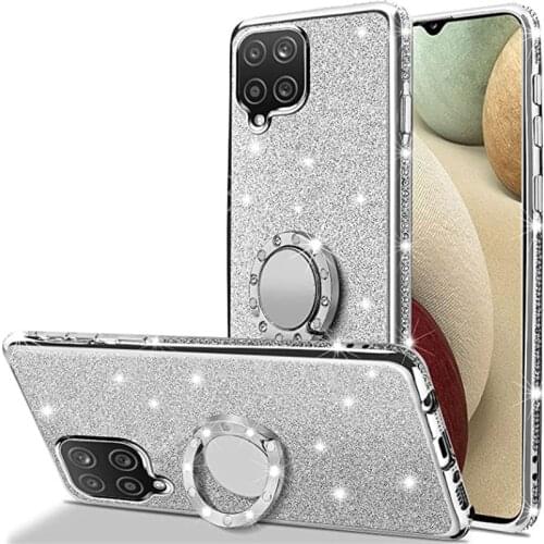 360 Finger Ring Holder Cases for Samsung Galaxy A32 5G A52 A72 F62 3D Diamond Bling Glitter Cover for Samsung A12 A42 5G A02 M62
