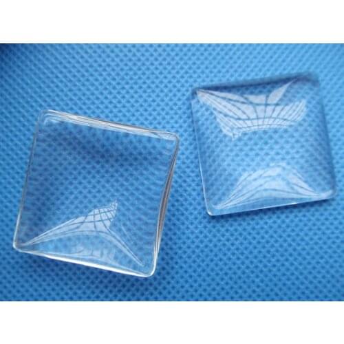 50pcs 35mm Square Clear/Transparent Glass Cabochons/Cover Cabs,Pendants Domed for Photos,Cabochons,For Base Setting Tray Bezel