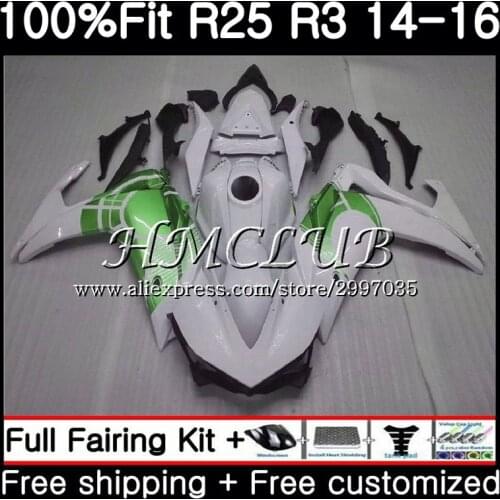 Green white Injection For YAMAHA YZF-R3 YZFR25 2014 2015 2016 2017 10HC16 YZF-R25 YZF R3 R25 R 25 YZFR3 14 15 16 17 Fairing kit