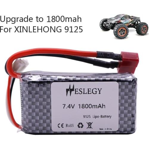 7.4V 1800mah Lipo Battery T Plug For XINLEHONG 9125 Remote Control Rc Car Spare Parts 9125 battery Accessories 7.4 V 2S 1600mah