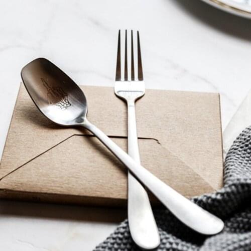 Stainless Steel Spoon Forks High quality Printed Skeleton Skull Pattern Tablewares For Kitchen Cooking Accessories Supplies