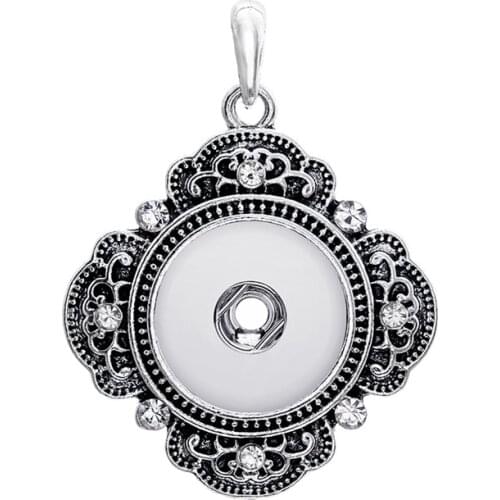 Fashion XL0077 Beauty Charming Vintage pattern charming snap pendant necklace fit 18MM charming snap buttons wholesale