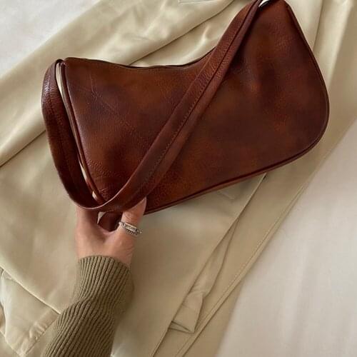 Fashion Women PU Leather Shoulder Bags Solid Color Underarm Hobos Bag Casual All-match Ladies Small Top-handle Handbags Purse