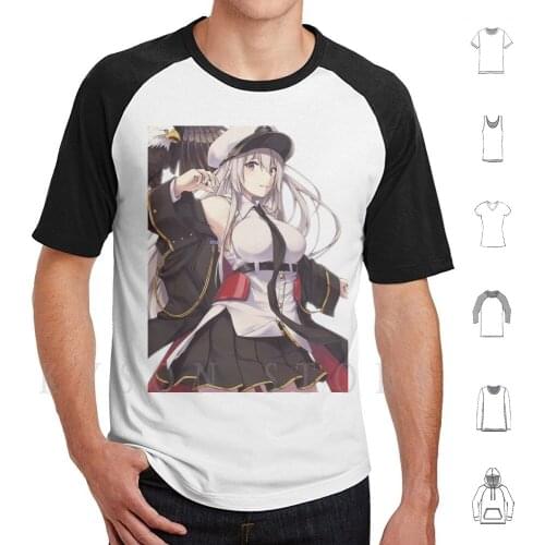 Azur Lane-Enterprise T Shirt Men Cotton Azur Lane Enterprise Enty Big Tits Oppai Boobs Cleavage Thigh Highs