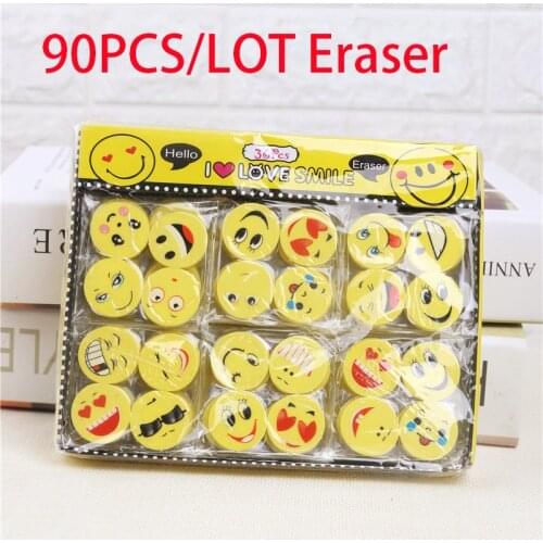 90PCS/LOT Wholesale Smiley Eraser Clean Without Leaving Any Trace