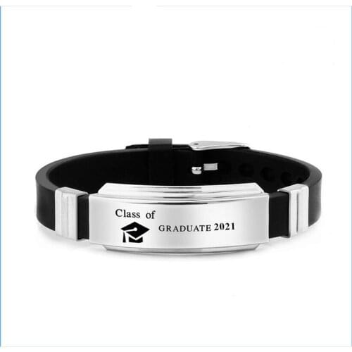 Wholesale Fashion Stainless Steel 2021 Graduation Gift Silicone Bracelet