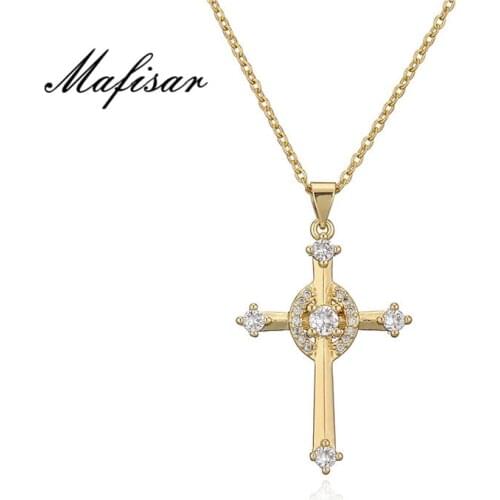 Mafisar Religious Jesus Cross Necklace For Women Men Fashion and sweet Cross Pendent with Chain Necklace Jewelry Gifts Wholesale
