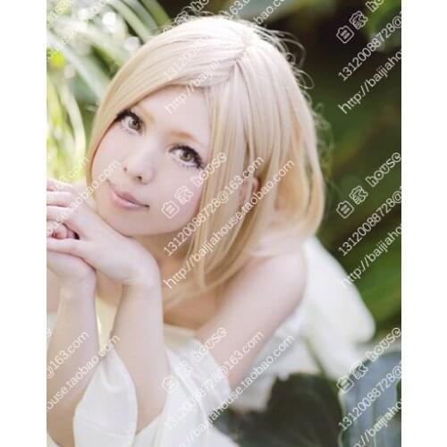 Anime The Seven Deadly Sins Elaine Cosplay Wig Short Light Blond Heat Resistant Synthetic Hair Wigs + Wig Cap