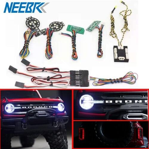 RC CAR Front Rear Linkage Lighting System LED Light group for 1/10 RC Crawler Car Traxxas Ford Bronco TRX-4 Part Accesories