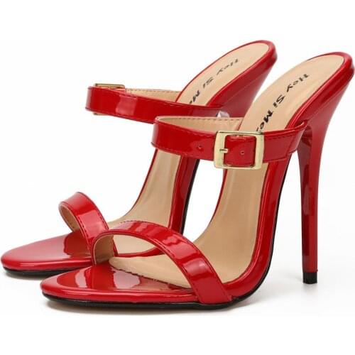 Sexy High Heels Slippers Fashion 2020 Summer Shoes Women Sandals Designer Buckle Red White Mules Girls Party Shoes