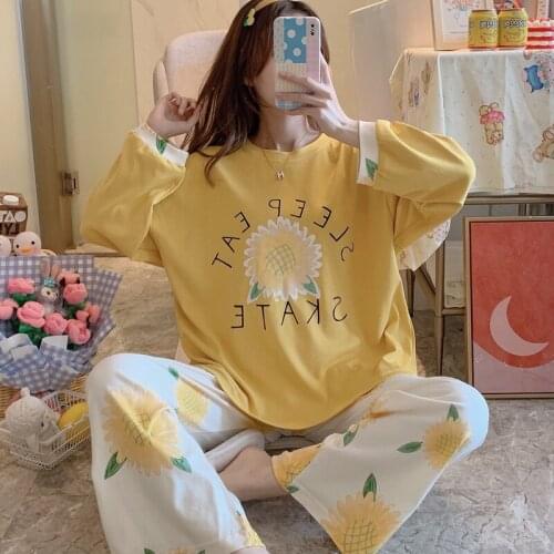 Plus Size XXXL Pajama Set Women Sleepwear Loose Version Cotton Spring Nightgown Cartoon Princess Style Pullover Pajamas