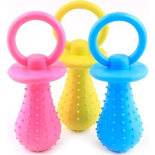 Pet Rubber Pacifier Dog Toy Interactive Rubber Soother Pet Dog Cat Puppy Teeth Cleaning Chew Toys Pet Products Random Color