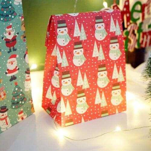 Christmas Kraft Paper Bags Popcorn Bag Candy Box Christmas Goodie Bags Paper Gift Bags Christmas Paper Packaging Sweets Box