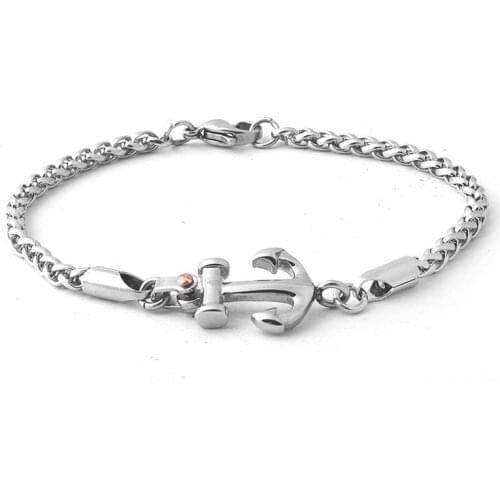 Runda 2020 Fashion Jewellery Summer Anchor Charms Bracelet and IP Rose Gold Nail Stainless Steel Twisted Chain Men Bracelet