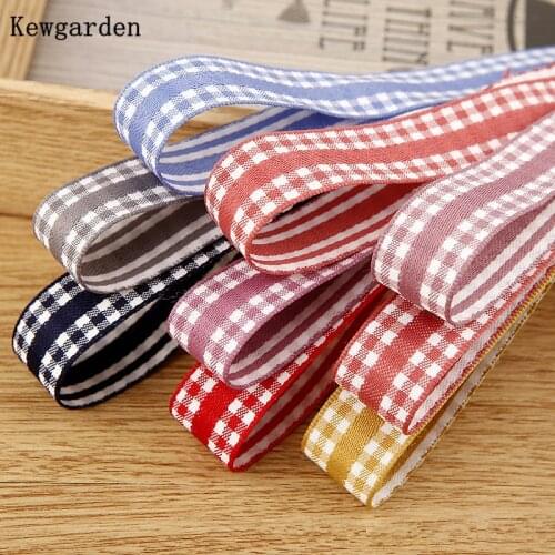 Kewgarden Polyester Cotton Plaid Ribbon 19mm DIY Hairbow Accessories Handmade Tape Flower Gift Packing Riband Wholesale 20 Yards