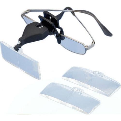 1.5X 2.5X 3.5X Multi Power Illuminated Eyeglasses Clip Magnifier Third Hand Lighted Magnifying Glass Low Vision Loupe