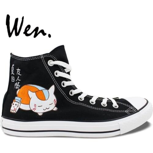 Wen Design Custom Anime Natsumes Book of Friends Hand Painted Sneakers High Top Woman Mans Canvas Style Skateboard Shoes