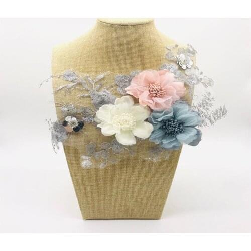 Embroidery color lace flowers handmade three-dimensional flower embroidery cloth stickers tide DIY flower lace lace patch