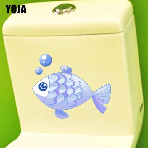 YOJA 21.2*16CM Bubble-spitting Fish Wall Sticker BedRoom Home Decor Toilet Decal T3-0942