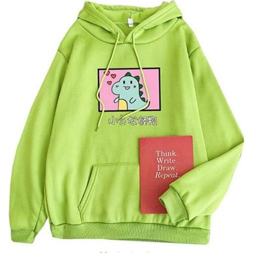 Merry Pretty Women Cute Dinosaur Sweatshirts Harajuku Hooded Fleece Hoodies Pullovers With Pockets Girls Teens Cheap Hoodies