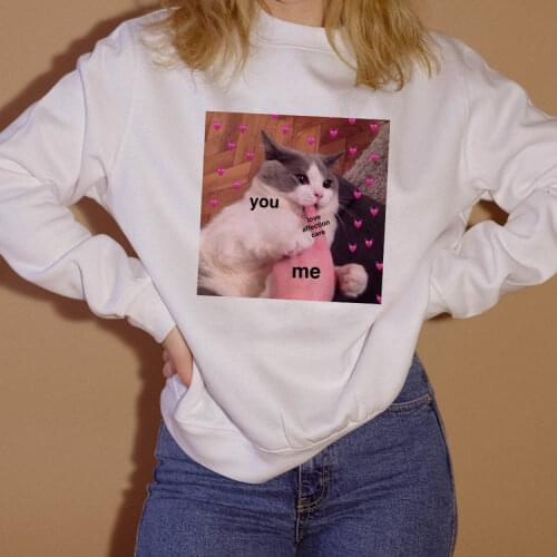Korea Ulzzang Cat Loves Animal Dog Print Sweatshirt Female Harajuku Long Sleeve Loose Cartoon Funny Casual Sweatshirt