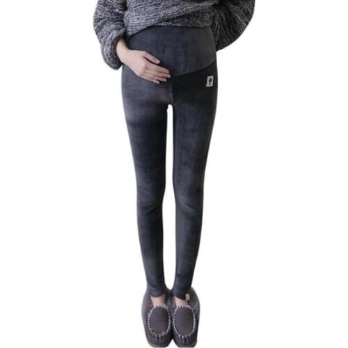 Velvet Maternity Leggings Pants For Pregnant Women Warm Winter Maternity Clothes Thickening Pregnancy Trousers Clothing B0509